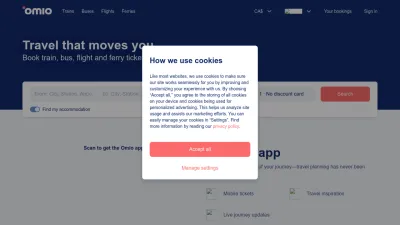 Screenshot of Omio.com