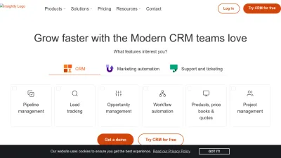 Screenshot of Insightly.com