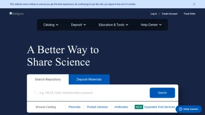 Screenshot of Addgene.org