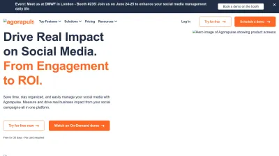 Screenshot of Agorapulse.com