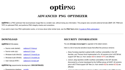Screenshot of Optipng.sourceforge.net