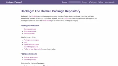 Screenshot of Hackage.haskell.org