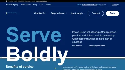 Screenshot of Peacecorps.gov