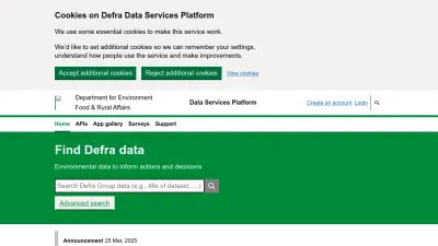 Screenshot of Environment.data.gov.uk