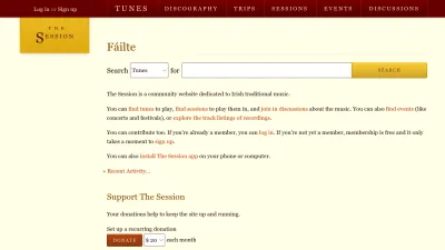 Screenshot of Thesession.org