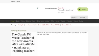 Screenshot preview of classicfm.com