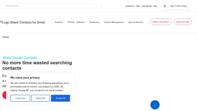 Screenshot of Getsharedcontacts.com