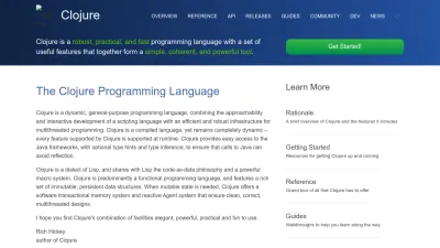 Screenshot of Clojure.org