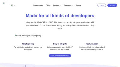 Screenshot of 46elks.com