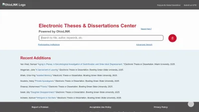 Screenshot of Etd.ohiolink.edu