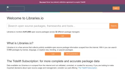 Screenshot of Libraries.io