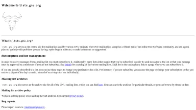 Screenshot preview of lists.gnu.org