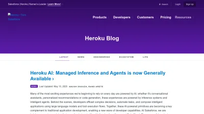 Screenshot of Blog.heroku.com