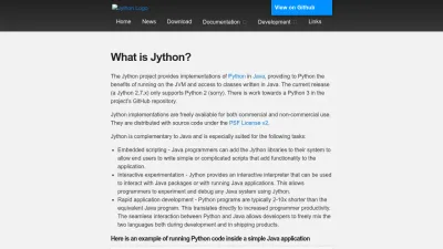 Screenshot of Jython.org
