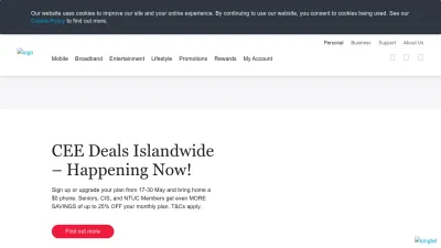 Screenshot of Singtel.com