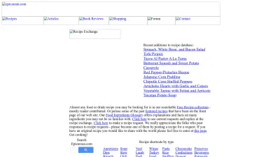Screenshot preview of epicurean.com
