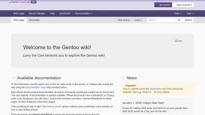 Screenshot of Wiki.gentoo.org