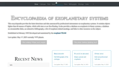 Screenshot of Exoplanet.eu