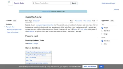 Screenshot of Rosettacode.org