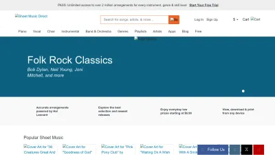 Screenshot preview of sheetmusicdirect.com