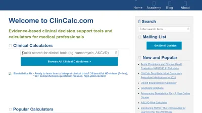 Screenshot of Clincalc.com