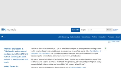 Screenshot of Adc.bmj.com