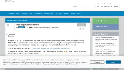 Screenshot of Mapleprimes.com