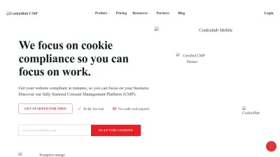 Screenshot of Cookiehub.com
