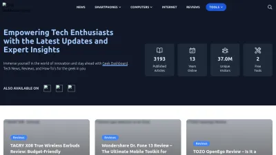 Screenshot of Geekdashboard.com