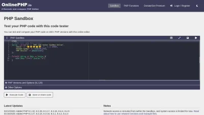 Screenshot preview of onlinephp.io