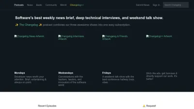 Screenshot of Changelog.com