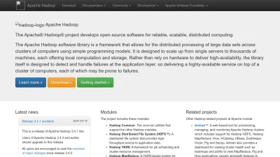 Screenshot of Hadoop.apache.org
