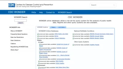 Screenshot of Wonder.cdc.gov