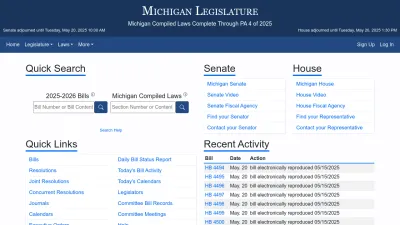 Screenshot preview of legislature.mi.gov