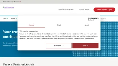 Screenshot of Eatright.org