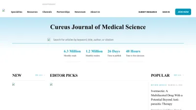 Screenshot of Cureus.com