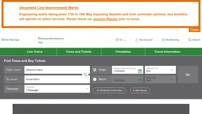 Screenshot preview of irishrail.ie