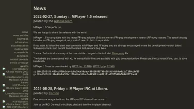 Screenshot of Mplayerhq.hu
