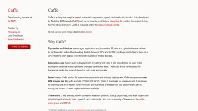 Screenshot of Caffe.berkeleyvision.org