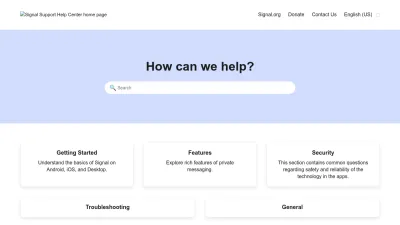 Screenshot of Support.signal.org