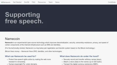 Screenshot of Namecoin.org