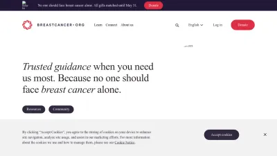 Screenshot of Breastcancer.org
