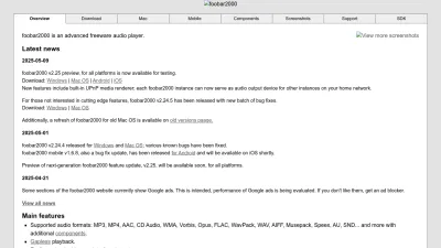 Screenshot of Foobar2000.org