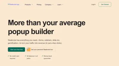 Screenshot of Sleeknote.com