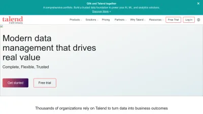 Screenshot of Talend.com