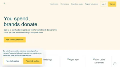 Screenshot of Easyfundraising.org.uk