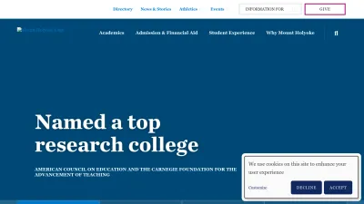 Screenshot preview of mtholyoke.edu