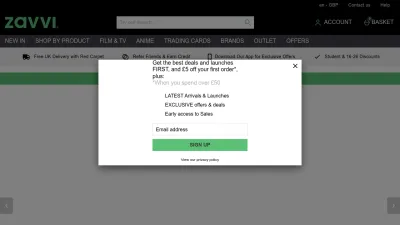 Screenshot of Zavvi.com