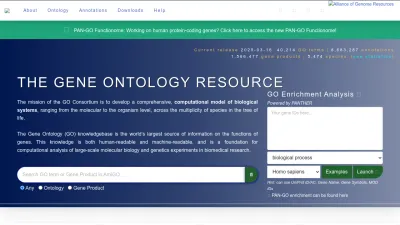 Screenshot of Geneontology.org
