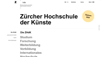 Screenshot of Zhdk.ch